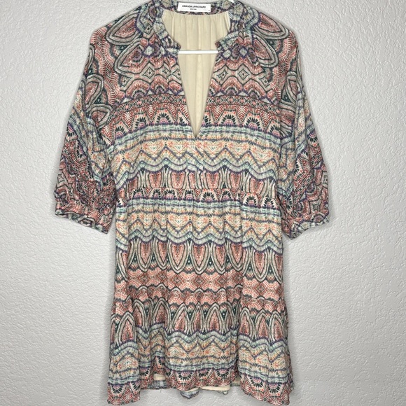 Amanda Uprichard Diego Peasant Boho Geometric Balloon Sleeve Mini Dress Medium - Picture 3 of 8